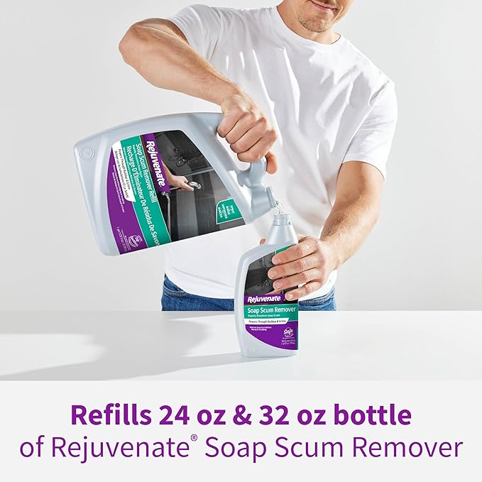 Rejuvenate Soap Scum Remover Refill Easily Dissolves Soap Scum Without Scrubbing, 1 Gallon (Pack of 2)