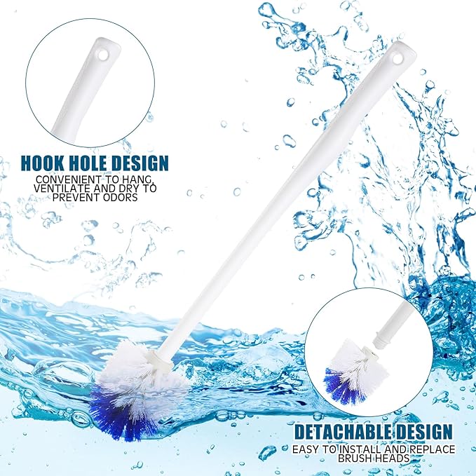 Willinglong 15 Pcs 18.5 Inch Toilet Bowl Cleaner Brush Bathroom Long Plastic Handled Cleaning Scrubber with Hook Hole Without Holder for Household Cleaning (Blue,White)