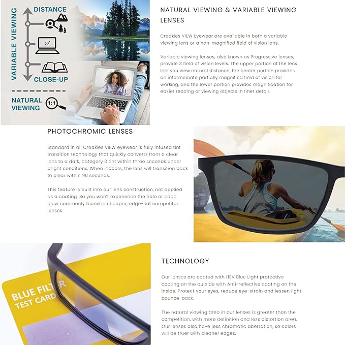 OptiPlus 100ct Anti-Fog Wipes and Croakies Zipline Photochromic Eyewear | UV400 and Bluelight Protection