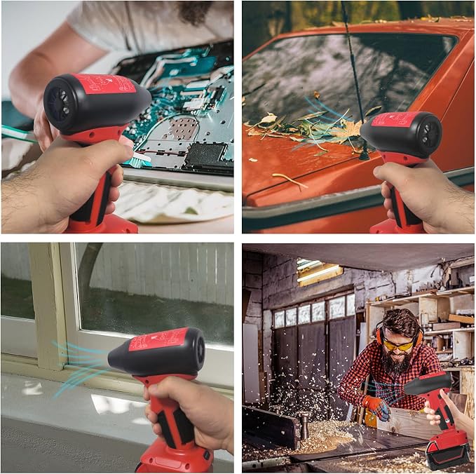 Cordless Leaf Blower Compatible with Milwaukee M18 18V Battery, 130000RPM Brushless Motor, 4‑Speed Jet Dry Blower & Air Duster for Leaves Dust Snow Lawn Patio Cleaning