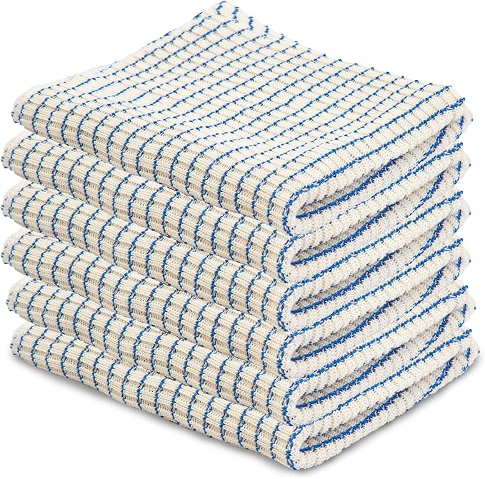 World's Best Kitchen Dish Cloths - Set of 12 Blue Dishcloths for Washing Dishes - Absorbent Poly Cotton Waffle Weave Dish Rags, Made in USA