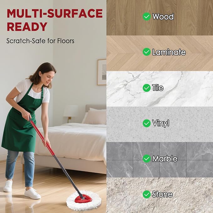 Mop Head Replacement for O-Cedar Easy Wring 1-Tank System，Exovyn Spin Mophead Replacements，Microfiber 12 Pack 360° Swivel Mop Refills，Deep Clean,Easy Cleaning，Machine Washable and Easy to Replace