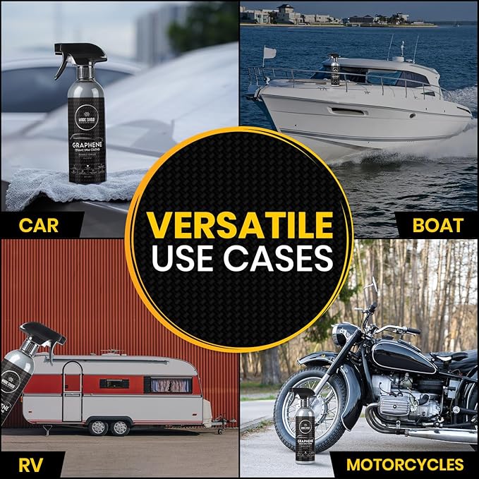 Magic Shield Graphene Ceramic Spray Coating - LAST SO LONG! Quick & Easy for Cars, Motorcycles, Boats & More - Professional-Grade Sealant for Maximum Gloss & Shine - Waterless Wash & Wax - 16oz Bottle