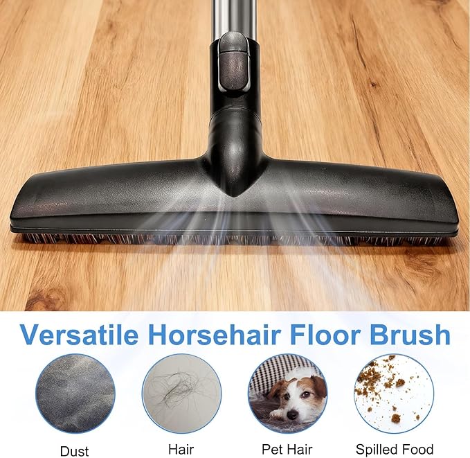 Alrens Horsehair Vacuum Brush Attachment for Miele, Hardwood Floor Brush Vacuum Attachment with Wheels for Tile Marble Hard Floors, Fits 1 3/8" Standard Hose