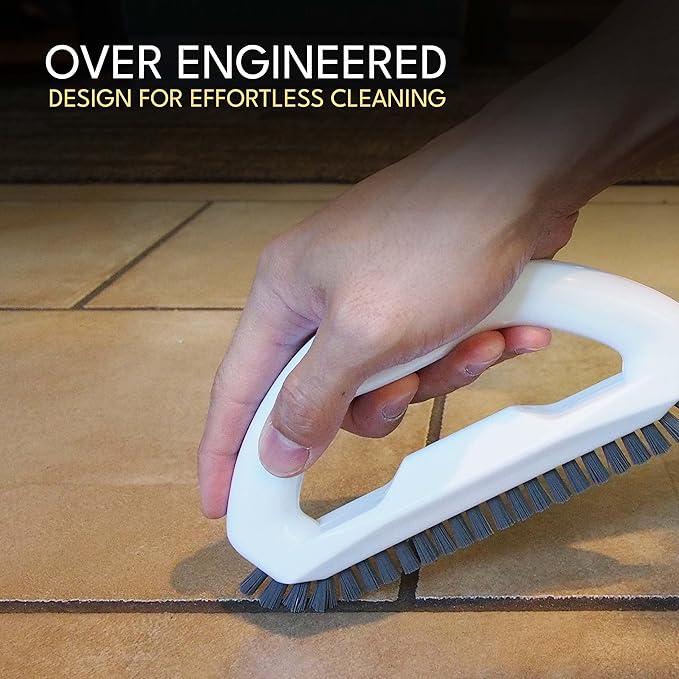 Natural Wall Cleaner (24 oz Stain Removing Spray) & Grout Cleaning Brush with Stiff Nylon Durable Bristles - a perfect combo for cleaning Walls, Bathroom, Kitchen, Tile, Floor, Bathtub, Carpet and man
