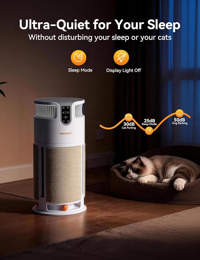 Meowant Pet Air Purifier for Home Large Room Up to 3900 Ft², U-Shape 360° Air Intake, H13 HEPA Filter Reduce Pet Hair Dander Odors Dust, Air Cleaner with Washable Pre-Filter, PM2.5 Monitor, Auto Mode