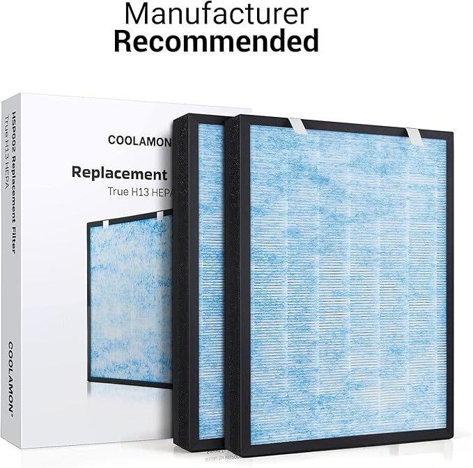 HSP002 True HEPA Air Filter Replacement Compatible with HATHASPACE Air Purifier 2.0 (H13 True HEPA) 2Pack