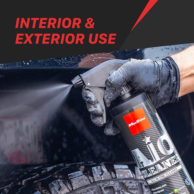 Maxshine All in One Cleaner & Conditioner Complete Kit with Carpet Brush (AC08) - Professional Interior & Exterior Cleaner - Works on Paint, Metal, Glass, Chrome, Vinyl, Leather, Plastic & Upholstery