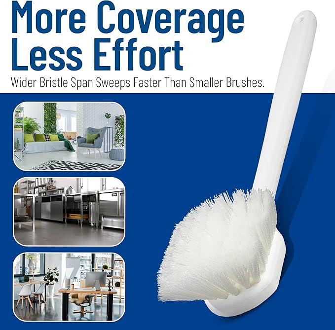 SPARTA Flo-Pac Utility Scrub Brush Dish Brush, Kitchen Brush with Plastic Handle for Households, Businesses, 20 Inches, White, (Pack of 12)