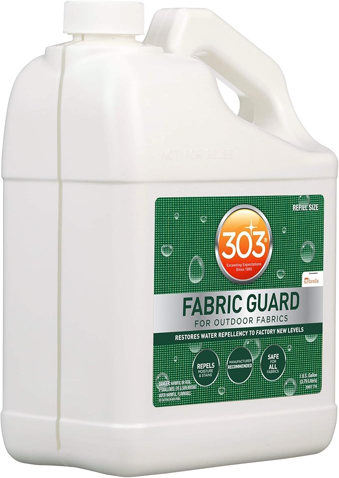303 Products Fabric Guard, Water Repellent Spray for Outdoor Fabrics – Protects Upholstery, Cushions & Canvas, Stain Protection, Sunbrella Recommended, 1 Gallon