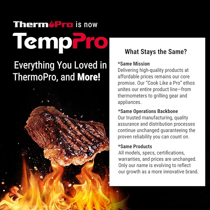 TempPro BBQ Grill Brush with Wide Scraper, Bristle-Free Stainless Steel Grilling Cleaner, Safe All-Grate Cleaner, Perfect for BBQ Grill Cleaning Accessory (Previously ThermoPro)