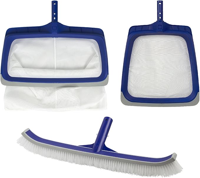 Poolmaster 20001 Deluxe Heavy Duty Vinyl Liner Swimming Maintenance Cleaning Kit for Above or In-Ground Pools, Blue