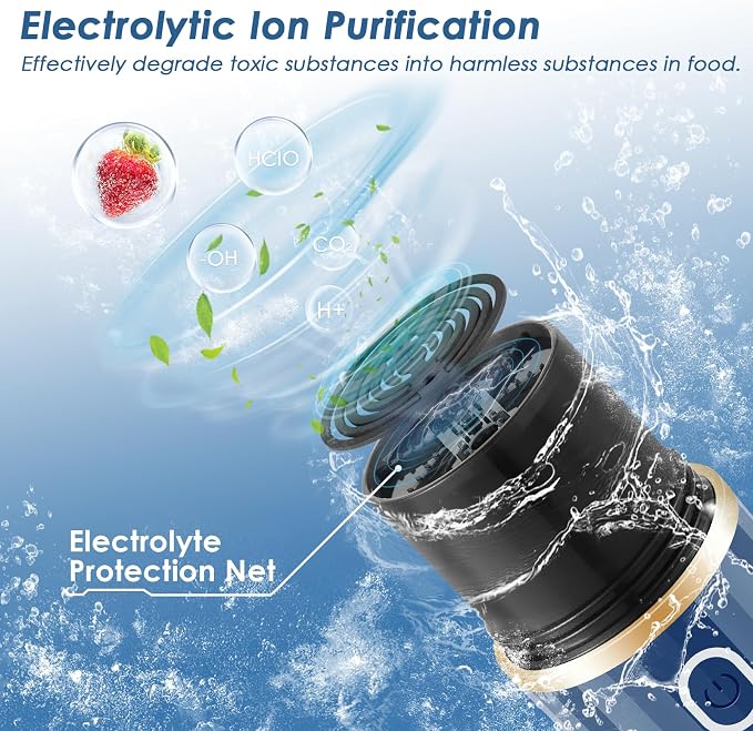 Cudinham Fruit and Vegetable Purifier Cleaner Washing Machine Capsule Shape Cleaner Device OH-ion Purification Technology for Cleaning Veggie Grains Rice Meat Seafood, Blue