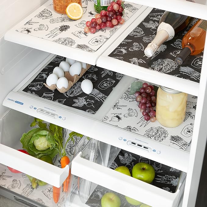 DII Fridge Liner Collection Non-Adhesive, Cut to Fit, 12x24, Black Market Print, 6 Piece
