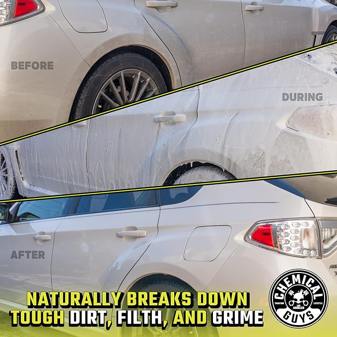 Chemical Guys Citrus Wash & Gloss Foaming Car Wash Soap - High Suds Formula Foam Cannon Soap for Foam Blasters, or Bucket Washes - Safe on Paint, Clear Coat, and Wax, Citrus Scent - 128 oz