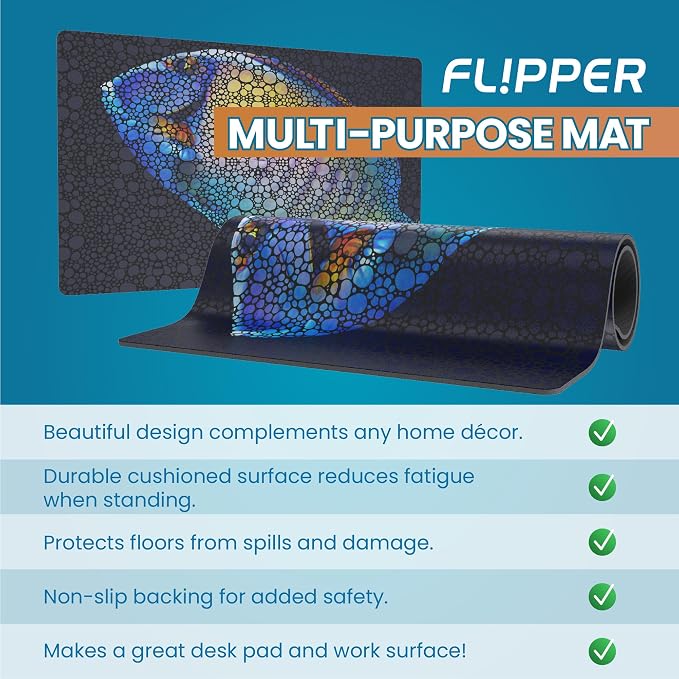 Flipper Aquarium Mat with Tang Artwork – Waterproof and Cushioned for Aquariums, Floor Mat, Desk Pad, and Decorative Gift for Hobbyists