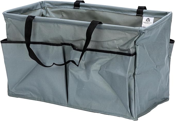 Household Essentials Krush Container All‑Purpose Utility Tote with Exterior Pockets, Gray