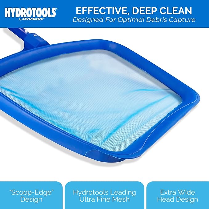Swimline 8039 Premium Extra Strong Leaf Skimmer Net Head Cleaner for Swimming Pool Spa Fountain Pond Hot Tub Leaves Bugs Debris Fine Cleaning Maintenance, Heavy Duty Large, Blue (Pack of 4)