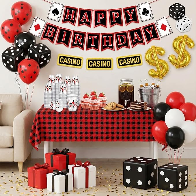 Uiifan 50 Pcs Casino Party Decorations Las Vegas Cups Casino Game Night Party Supplies 12 oz Poker Disposable Plastic Shot Cups for Hot Cold Drinking Office Home Dice Vegas Birthday Favors