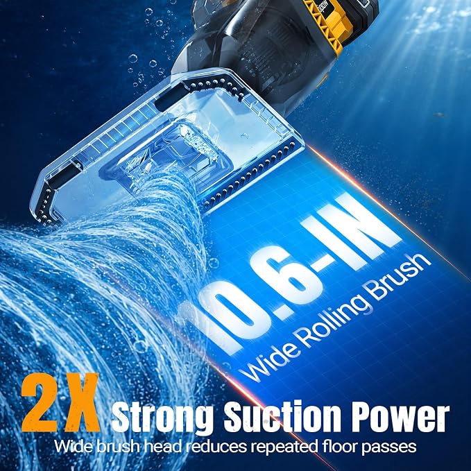 Cordless Handheld Pool Vacuum for Above Ground Pool Compatible for Dewalt 20V Battery, Swimming Leaf Vacuum Cleaner with Suction 18.5 GPM ｜7.5Ft ft Max Reach Ideal for Leaves & Debris(No Battery)