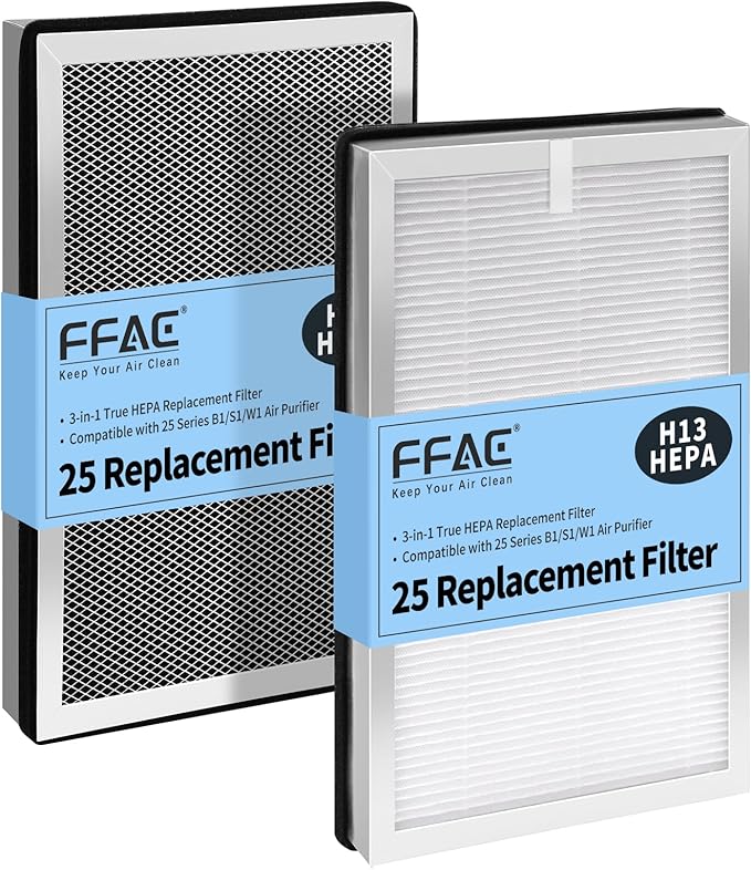 MA-25 Replacement Filter Compatible with MA-25 Air Purifier S1/W1/B1, 3-in-1 Filtration System of MA25, H13 True HEPA and Activated Carbon Filter, 2 Pack