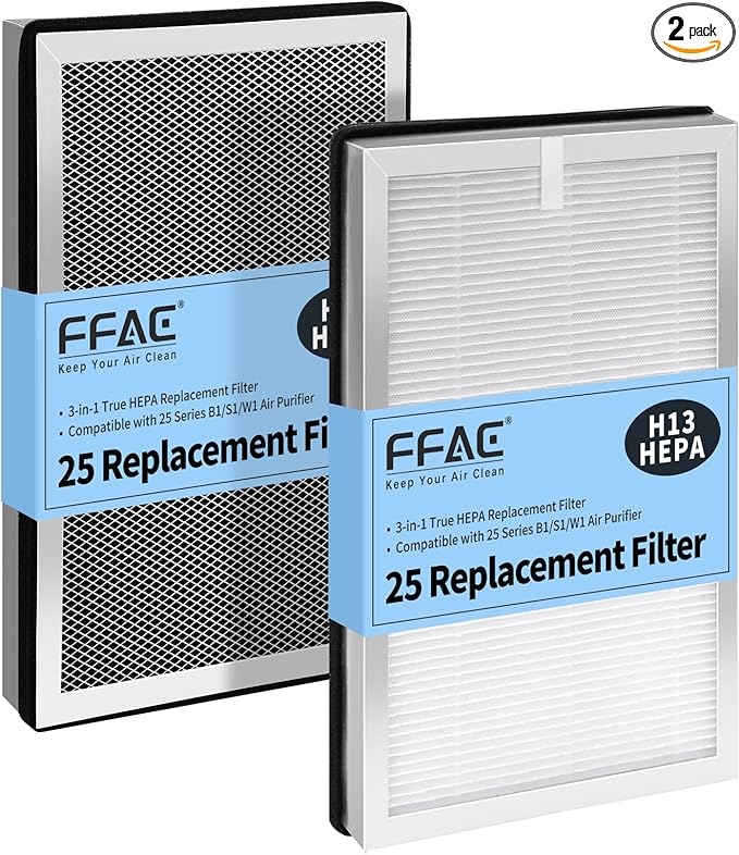 MA-25 Replacement Filter Compatible with MA-25 Air Purifier S1/W1/B1, 3-in-1 Filtration System of MA25, H13 True HEPA and Activated Carbon Filter, 2 Pack