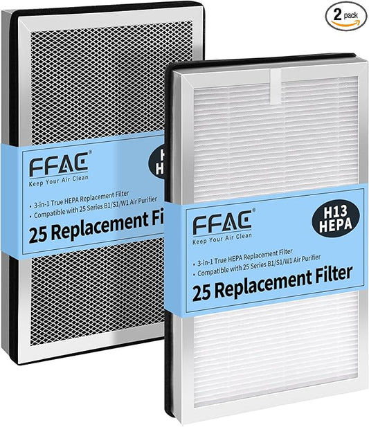 MA-25 Replacement Filter Compatible with MA-25 Air Purifier S1/W1/B1, 3-in-1 Filtration System of MA25, H13 True HEPA and Activated Carbon Filter, 2 Pack
