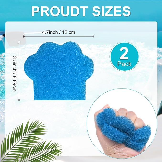 M METERXITY 40-Pack Hot Tub Scum Absorber, 9x12 Cm/3.5x4.7 Inch Sponge Cat Paw Pattern Scum Balls for Spa, Bathtub and Swimming Pool to Soak Up Oils Bathtub Accessories [Blue]