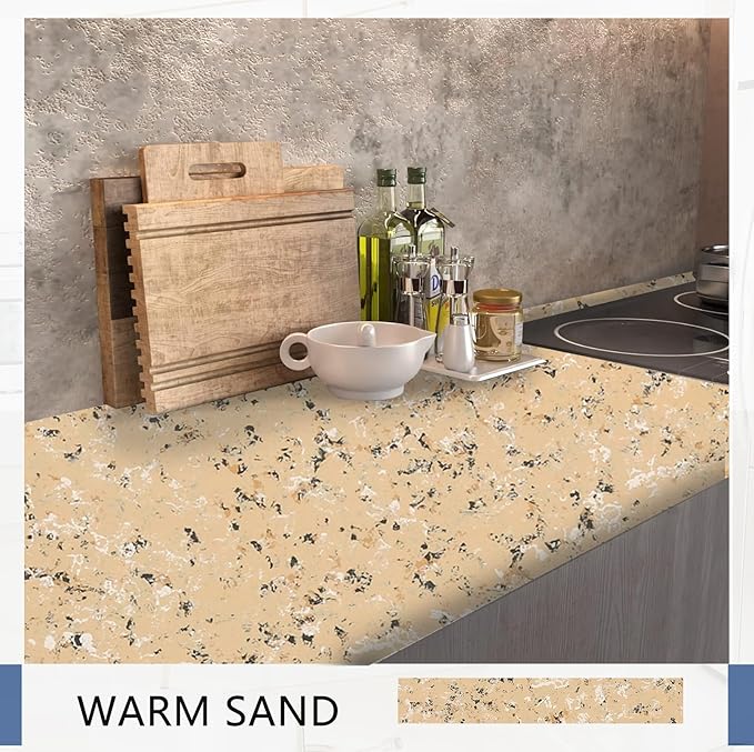 Epoxy Countertop Paint Refinishing Kit, Kitchen Bathroom Glossy Coating for Marble, Granite, Laminate, Ceramic Tile, Cover 40 sq.ft, Warm Sand