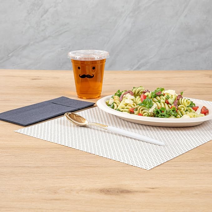 Restaurantware-Moderna 7.75 Inch Fancy Flatware, 50 Durable Plastic Flatware - With White Handle For Grip, Heavy-duty, Gold Plastic Spoons, Easily Disposable Or Restaurants