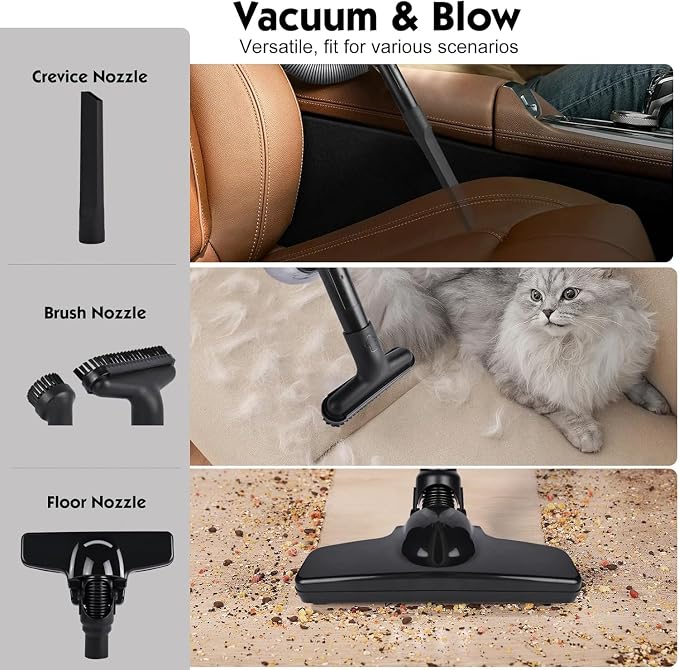 Cordless Vacuum Cleaner for Dewalt 20v Battery, Brushless Stick Vacuum with Washable HEPA Filter 55CFM Handheld Vacuum Cleaner for Home Car Hardwood Floor Carpet, Cordless Shop Vac(Tool Only)