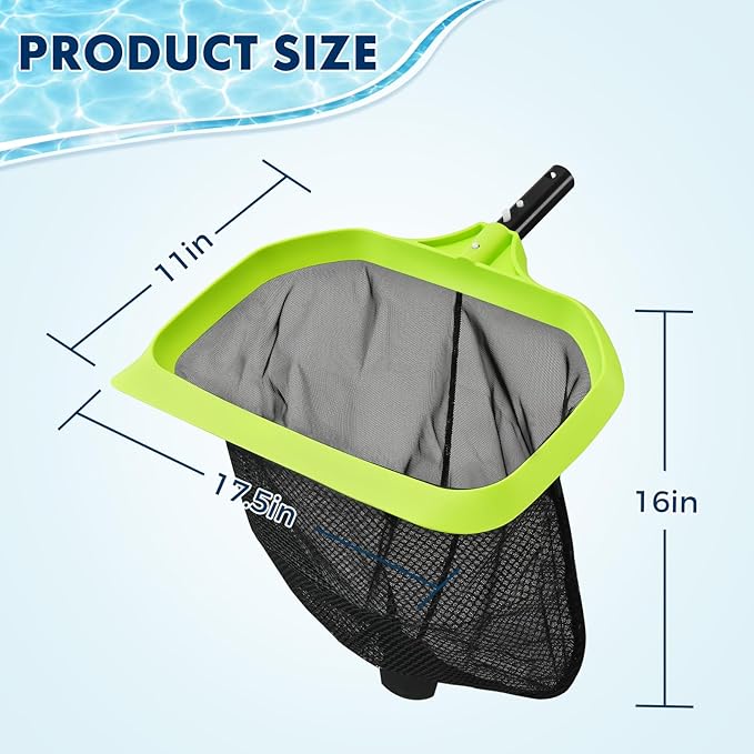 Sepetrel Pool Skimmer Net, 17.5" Leaf Rake with Fine Mesh, Reinforced Triangular Frame, Scratch-Free Edges for Swimming Pool Cleaning Leaves, Insects & Debris (Pole Not Included)