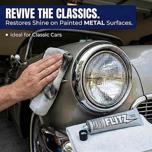 Flitz Metal Polish Paste - 1.76oz USA-Made Polish for Solid Chrome, Stainless Steel, & Aluminum - Non-Abrasive for Light Oxidation - Requires Manual Buffing - Not for Plated/Coated Surfaces (1 Pack)