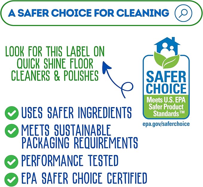 Quick Shine Hardwood Floor Cleaner Daily Care 24oz, 6Pk | Naturally Cleans Dirt & Scuff Marks | Dirt Dissolving, Streak Free, No Rinse & Ready to Use | Spray, Wipe, Done! | Safer Choice Cleaner