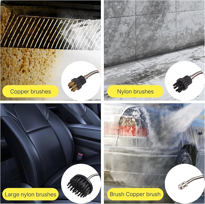 【Upgraded】1700W Pressurized Steam Cleaner with Digital Touch Screen - Handheld Portable Steamer with Cold Hot Water Pluse Mode for Kitchen Range Hood Stove Car Air Conditioner(US Plug-Yellow)