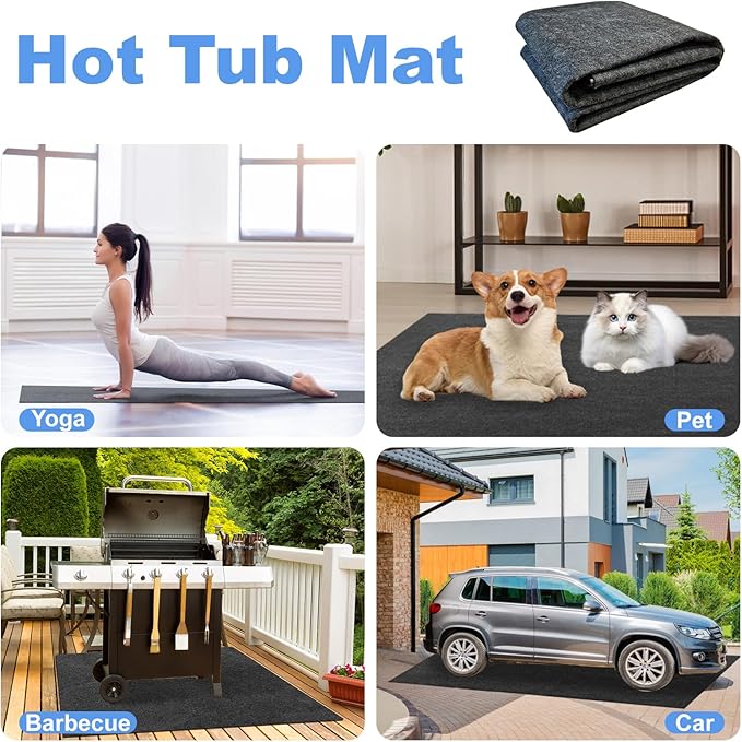 80 * 80 Inch Hot Tub Mat, Inflatable Hot Tub Pad Outdoor Indoor, Water-Absorbent Anti-Slip Portable Spa Pool Accessories for Protect the Hot Tub Pool from Wear