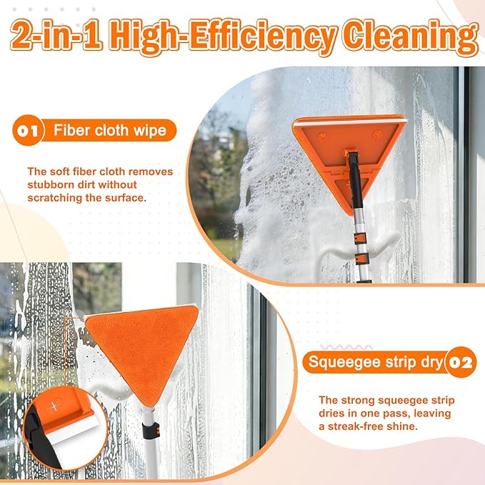 LAANPOLE 20FT Reach Dusters for Cleaning, Ceiling Fan Cleaner Duster with Extension Pole, Wall and Baseboard Cleaner Mop with Handle for Window Cobweb Fan Blade and High Ceiling