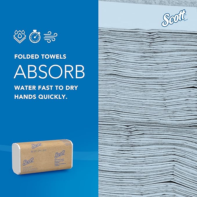 Scott Professional Universal Multifold Paper Towels, Bulk (58091), Absorbency Pockets, White, 9.2"x9.4" Towel, White, Compressed, Compact Case (250 Sheets/Pack, 12 Packs/Case, 3,000 Sheet Total)