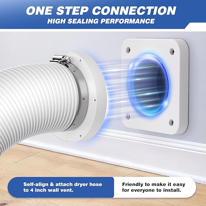 Magnetic Dryer Vent Connector, DV180 Airtight Seal Dryer Vent Coupling Kit with 4" 3.3ft Duct, Easy to Clean