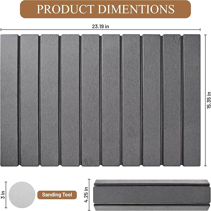 Collapsible Quick Drying Dish Mats, Stone Drying Mat for Kitchen Counter - 24x16 Inches Foldable Quick-Drying Diatomaceous Earth, Super Absorbent, Non-Slip, Kitchen Countertops Suitable (Dark Grey)