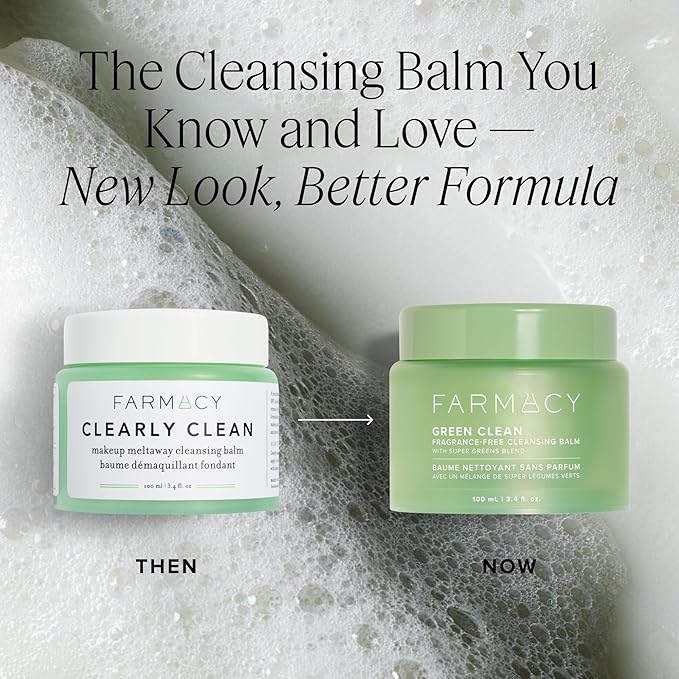 Farmacy Sensitive Skin Makeup Remover Cleansing Balm - Green Clean Waterproof Makeup Remover Balm + Oil Cleanser for Face - Melts Make Up + SPF - Hydrates + Softens Skin - Fragrance-Free (100ml)