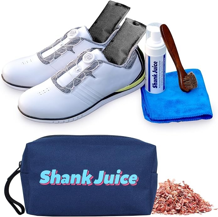 Clean Kit for Golf Shoes and Accessories - 6-item Kit: No Rinse Foaming Cleaner, Brush, Cloth, Cedar Inserts