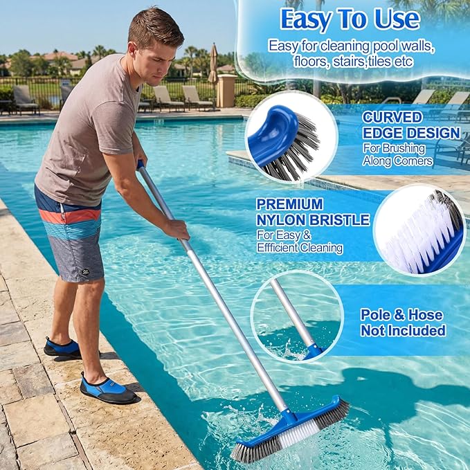 Potchen 4 Pcs Pool Cleaning Kit for Above Ground, Includes Vacuum Head, Brush Head, Mesh Skimmer Net and Pool Chlorine Floater, Perfect for Spa Hot Tub Walls Floors Maintenance(Spa Jet)