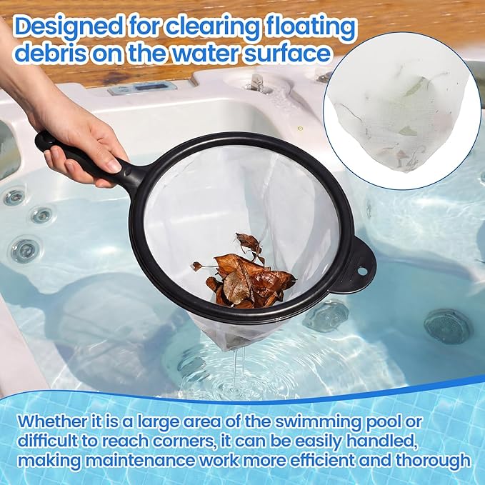 Novabright 5-in-1 Hot Tub and Spa Maintenance Cleaning Accessory Kit with Curved Brush, Mesh Net Skimmer, Scrubber, Gloves, and Sponge for Inflatable Home Hot Tubs Pools Ponds