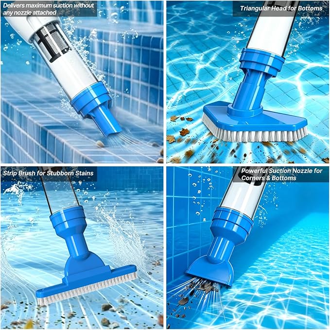 4 in 1 Cordless Rechargeable Small Pool Vacuum spa hot tub 90 Mins Running Time, 12 Gallons/Min Powerful Suction 2026 new