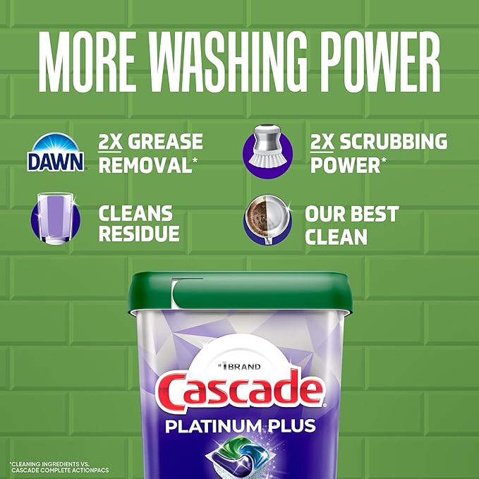 Cascade Platinum Plus Dishwasher Pods, Dishwasher Detergent, Dish Detergent Soap, Mountain, 47 Count (Pack of 3)