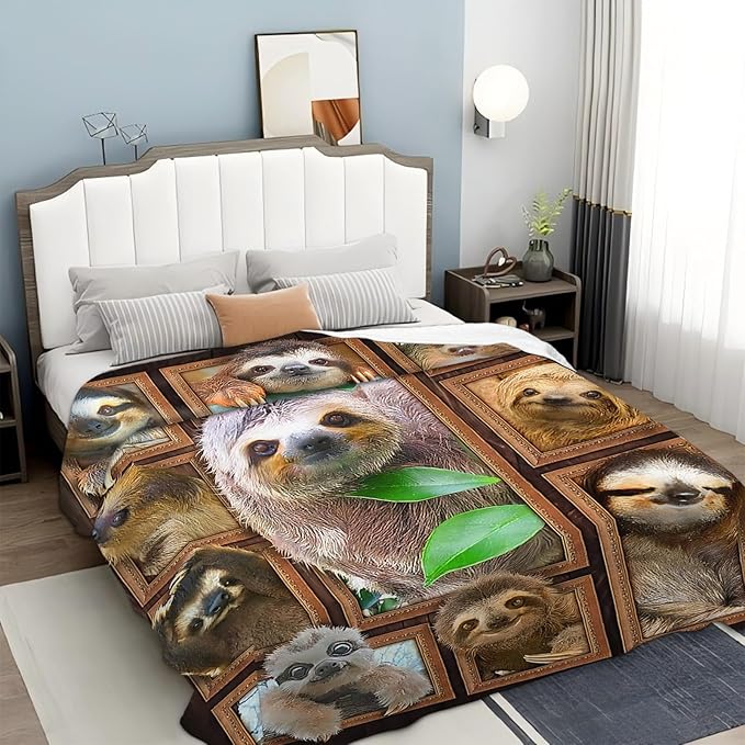 Tijuboni Sloth Throw Blanket Sloth Gifts for Girls Boys Women Men Kids Adults Soft Flannel Fleece Blanket for Couch Sofa Bed Home Decor 40"x50"