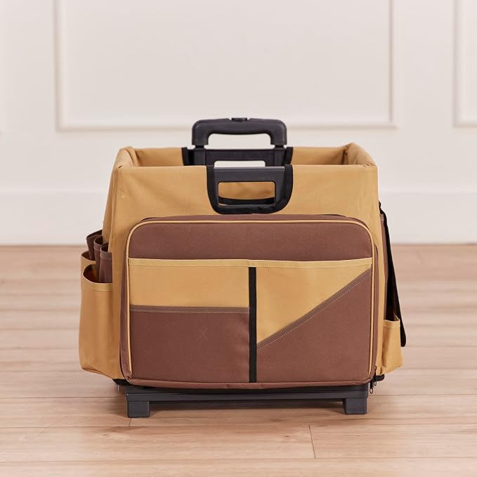 ECR4Kids Universal Rolling Cart with Canvas Organizer Bag, Mobile Storage, Dark Grey/Grey