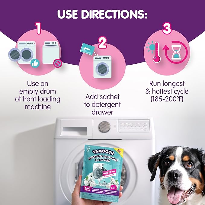 Vamoosh Washing Machine Cleaner with Hair Dissolving Formula | Prevents Blockage | Cotton Fresh Scent | Removes Limescale | Deep Clean | Eliminates Odor | Descales | 150g (Pack of 1)