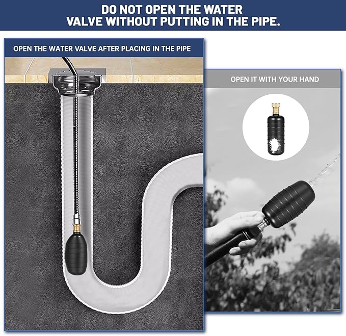 Drain Bladder Kit, Drain Cleaning Bladder With Water Stop Valve Faucet Adapter And 16 3/8ft Garden Hose, Drain Blockage Unclog Kit For Bathroom Drains Kitchen Sinks, Fit 4 To 6 IN Drain Pipes